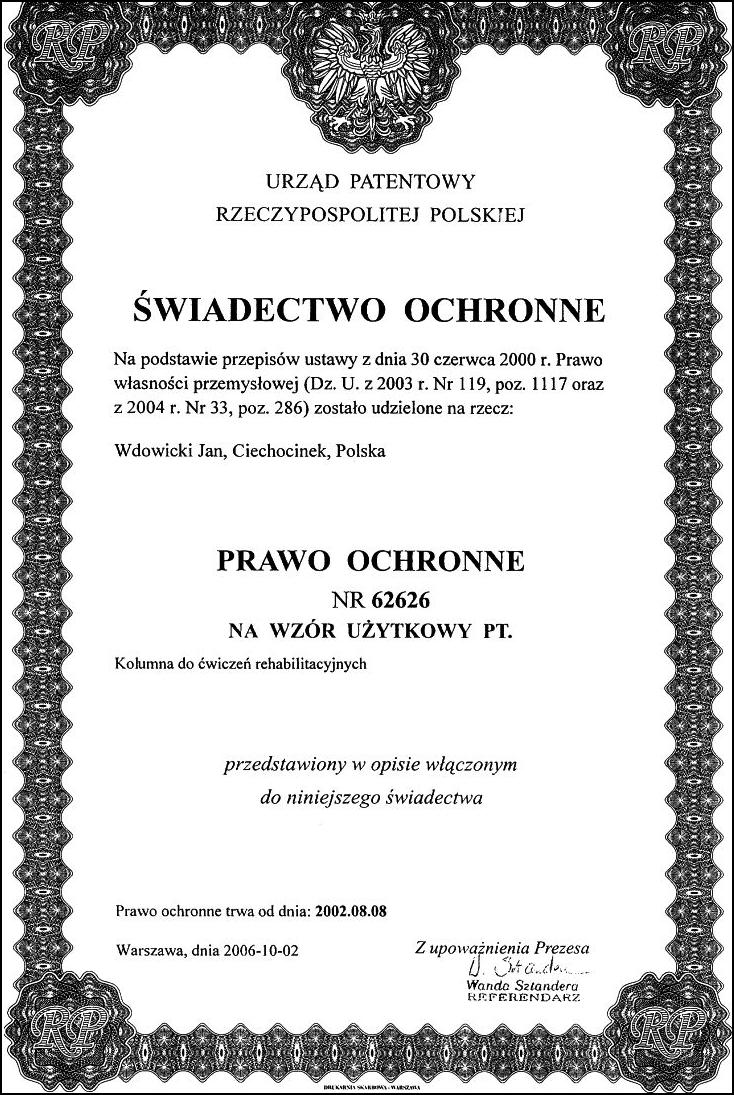 wiadectwo patentowe